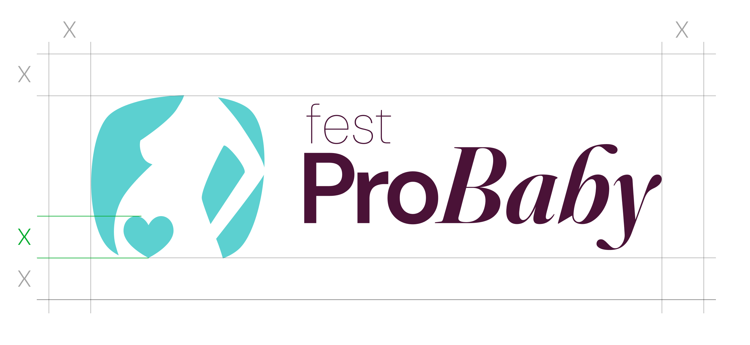 Diagram ochranné zóny loga FestProBaby